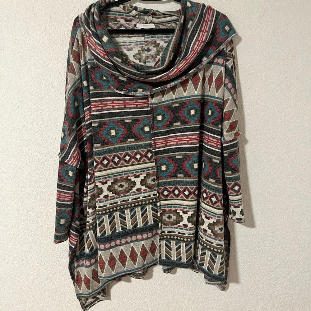 Easel Cowl neck long sleeve top